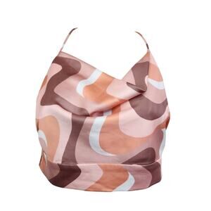 Princess Polly Cowl Neck Halter Back Crop Top Tie Back Multicolor Size XS